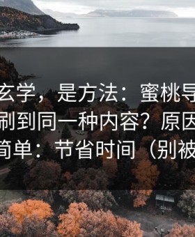 这不是玄学，是方法：蜜桃导航为什么你总刷到同一种内容？原因比你想的更简单：节省时间（别被误导）