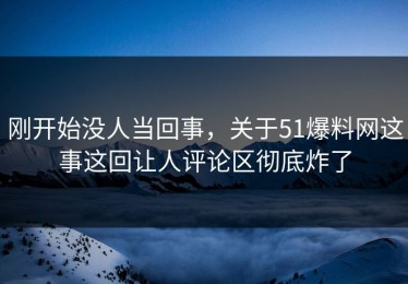 刚开始没人当回事，关于51爆料网这事这回让人评论区彻底炸了