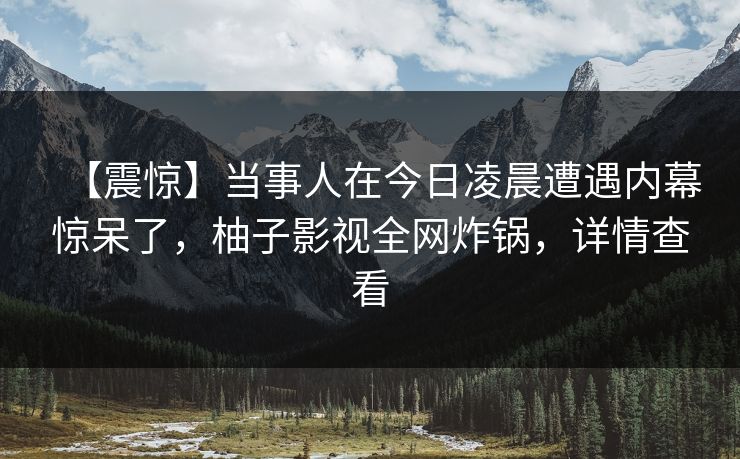 【震惊】当事人在今日凌晨遭遇内幕惊呆了，柚子影视全网炸锅，详情查看