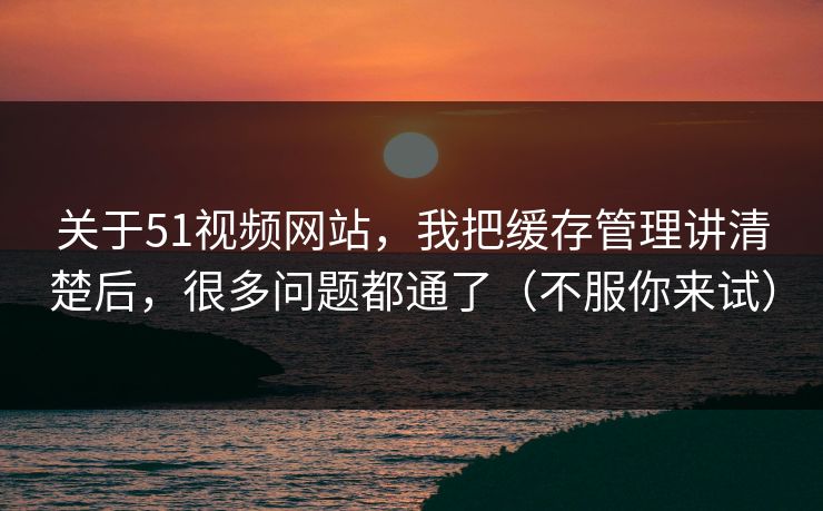 关于51视频网站，我把缓存管理讲清楚后，很多问题都通了（不服你来试）